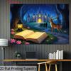 2D Fantasy Bedroom Decor Tapestry Enchanted Night Castle Themed Wall Hanging