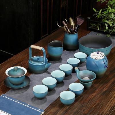 Coarse Pottery Tea Set Home Living Room Office Japanese Retro Ceramic Whole Set Kung Fu Teapot Cover Bowl Teacup