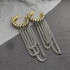 Punk Long Tassels Earrings Exaggerated Chain Ear Hooks for Women Man C-shape Hoop Earrings Ear Loop Fashion Ear Jewelry