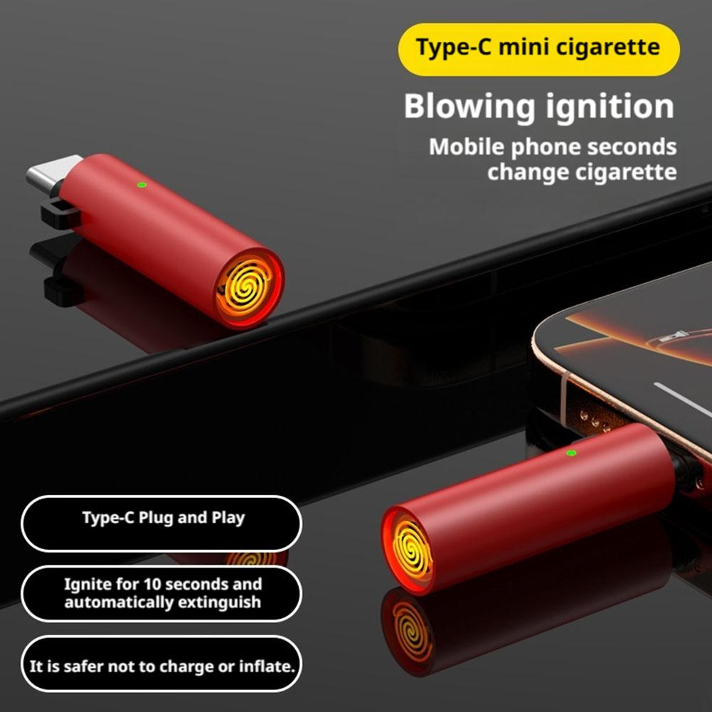 Type C Mini Lighter Blow-to-Ignite Auto Shut-Off for Air Travel Outdoor No Battery No Flame For Easy Carrying And Sto