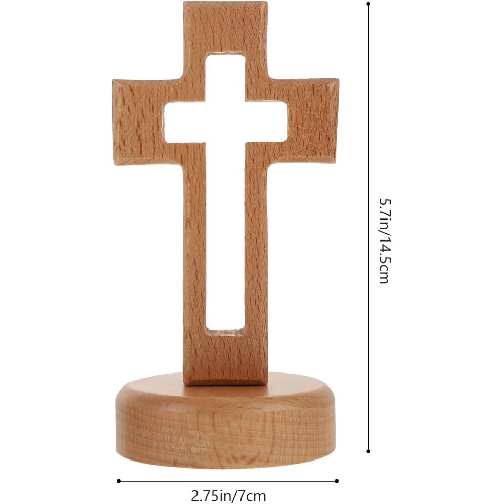 Veemoon Wood Standing Cross Wood Standing Cross Decor Wood Religious Table Alter Standing Table Cross Altar Cross with Stand Wooden Table Cross