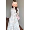 Coffee Break French Retro Gentle Wind Sweet High-end Temperament On the Run Princess Floral Dress Summer New