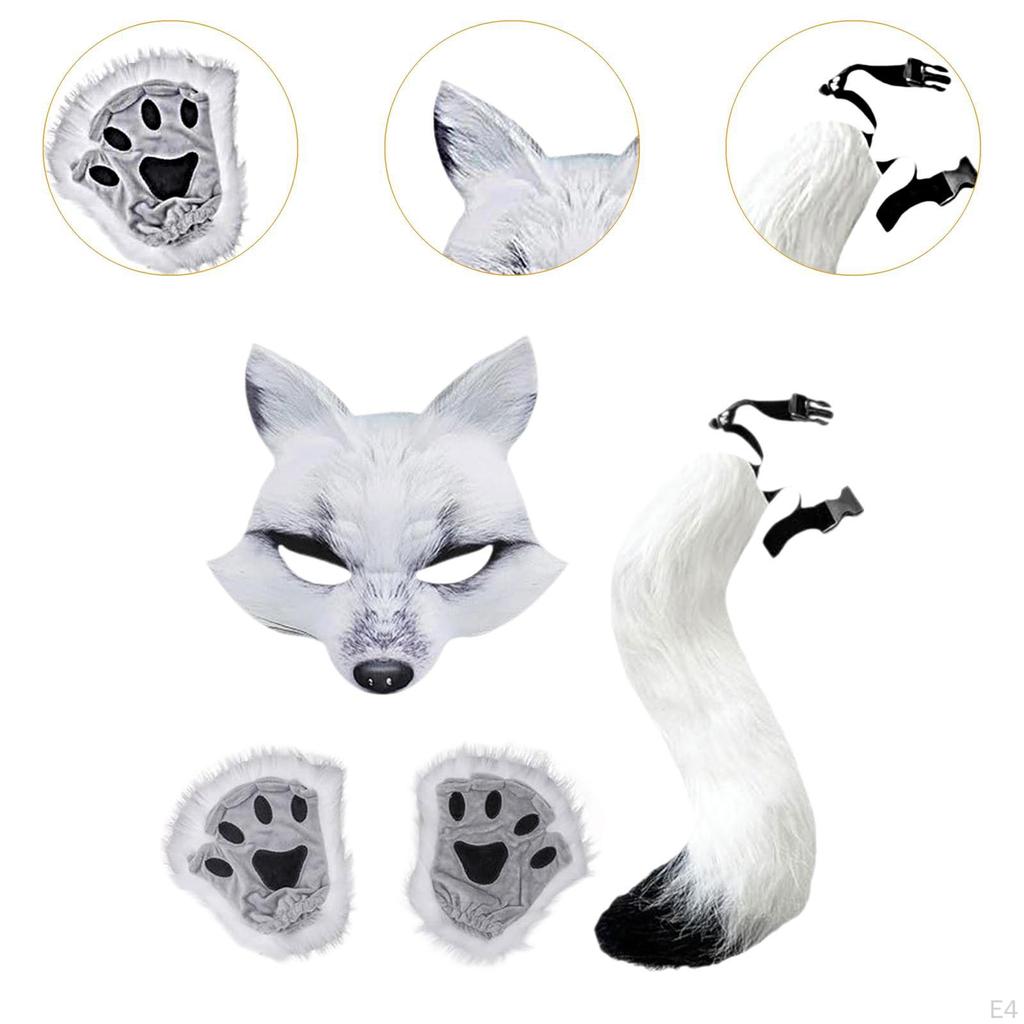 Cat Mask And Tail Set for Girls Halloween Costume Fun