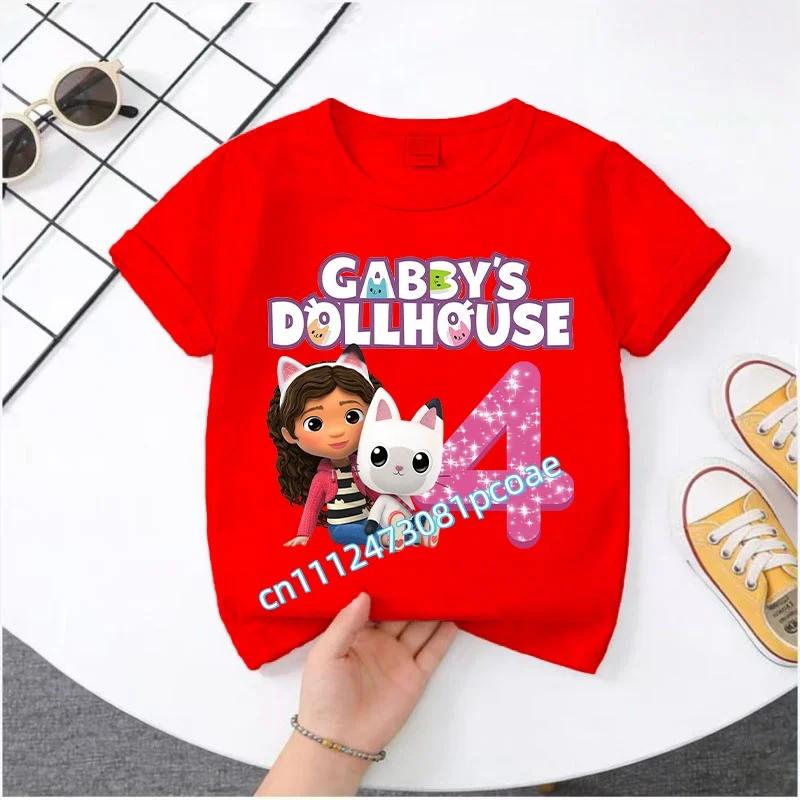 Summer Tshirt Gabby 29 Years Old Childrens Cotton Shortsleeved Sports Shirt for Girls Casual Top with Digital Cartoon Print