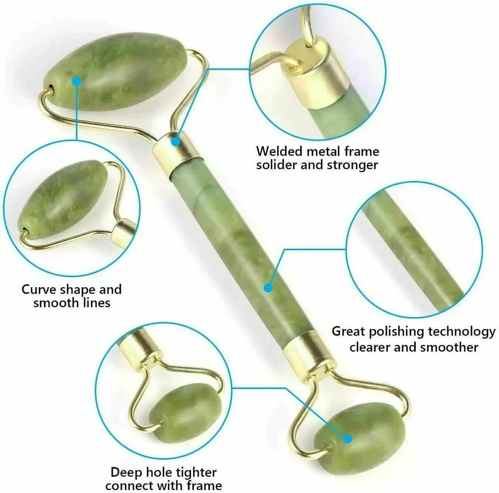 Natural Facial Jade Lifting Roller and Gua Sha Massage Tools Jade Roller Set