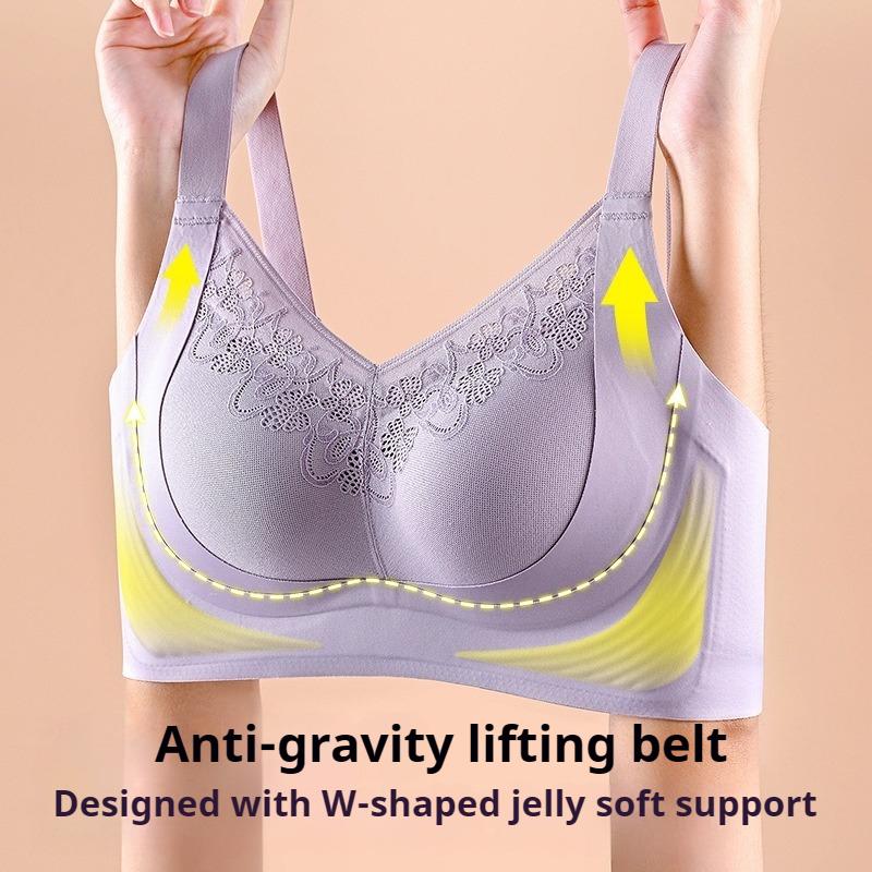 Gypsophila Lifting Seamless Gathered Side Plus Size Underwear Soft Support Adjustment Sexy Lace Bra