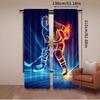 2Pcs Teens Ice Hockey Window Curtains For Bedroom Living Room Sports Games Theme Decor Rod Pocket Design Modern Simplistic