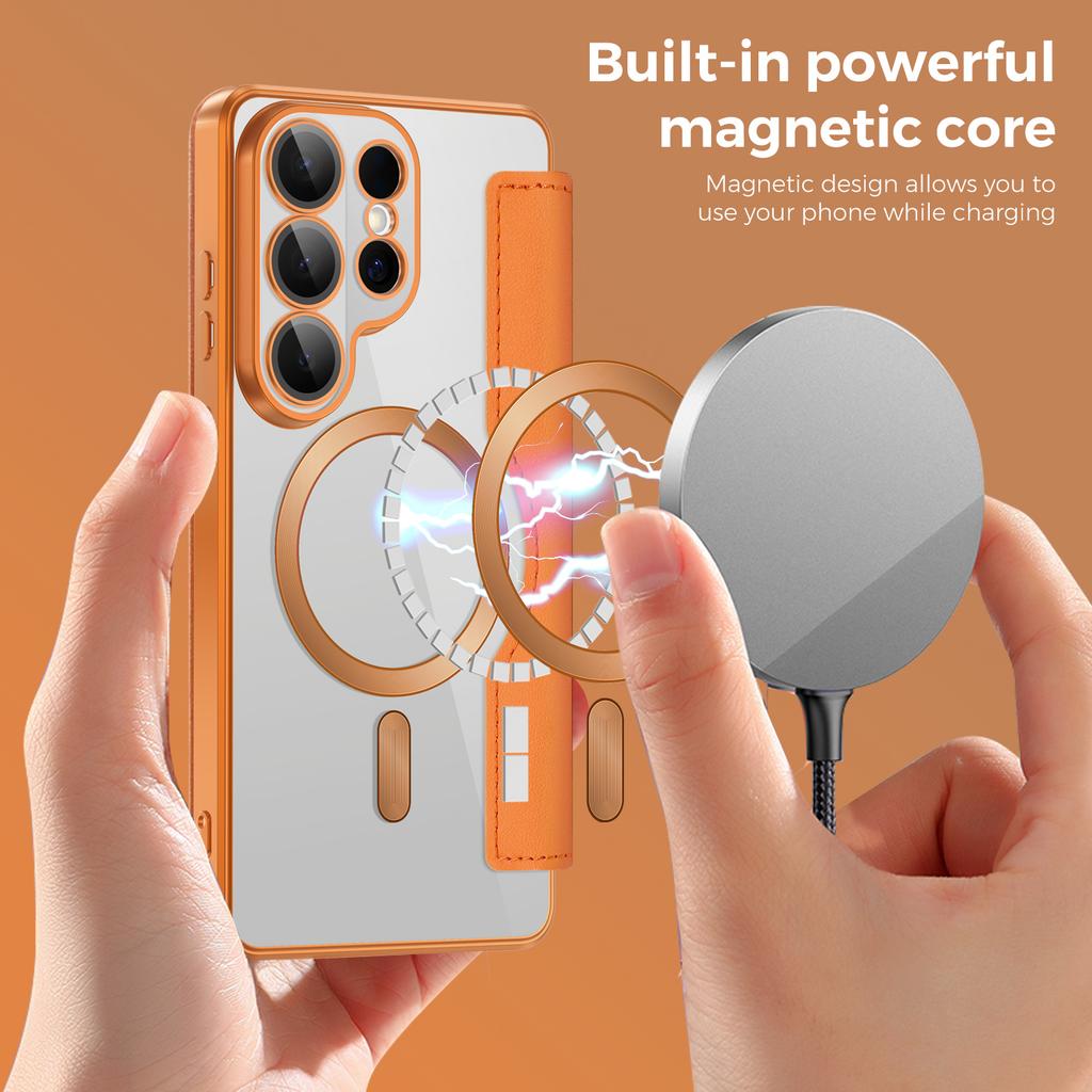 Flip Card Slot Wallet PU Leather for MagSafe Plating Case for Samsung Galaxy S26 Ultra S25 Edge S24 S23FE S22 Plus A57 A37 Cover