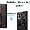 LC.IMEEKE For Samsung Galaxy S25 Edge Case Carbon Fiber Texture Phone Cover Stand Card Holder