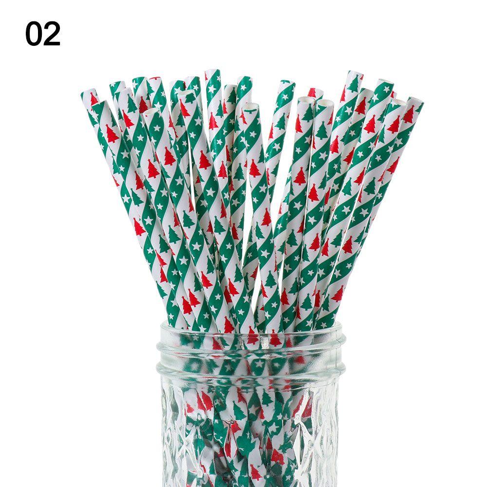 Party Supplies Snowflake Drinking Straw Disposable Christmas Decorations Christmas Paper Straws