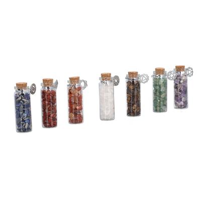 7 Pcs Crystal Stone Bottle Chakra Healing Crystals Tumbled Stones Wishing Bottles for Meditation Decoration