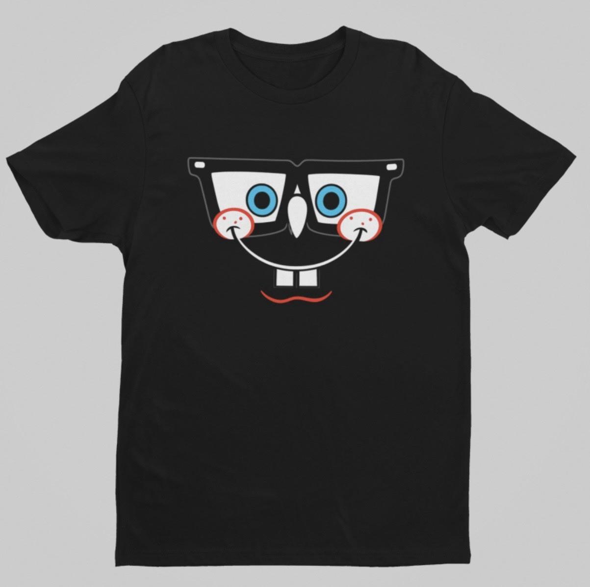 SpongeBob SquarePants Nerd Glasses Smile Face Funny Graphic T-Shirt S