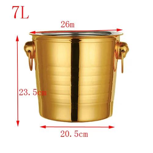 Gold Golden Thick Tiger Head Stainless Steel Ice Punch Bucket Wine Beer Cooler Champagne Cooler Party KTV Double Ear Ice Bucket