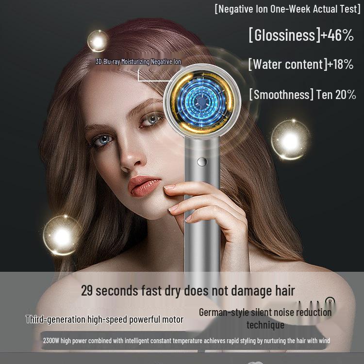High Power Quiet Hair Dryer with Negative Ion Technology for Quick Drying, Ideal for Dorms and Men's Use