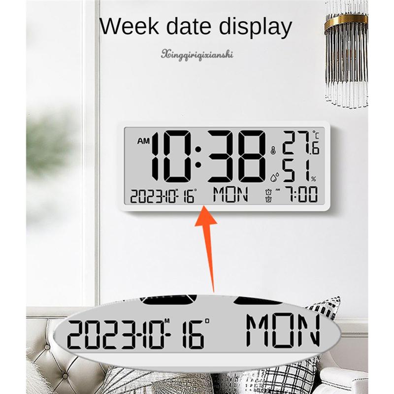 AEE2-LCD Digital Alarm Clock With Temperature Sensor Desktop & Wall Mountable Manual & Automatic Display Adjustability