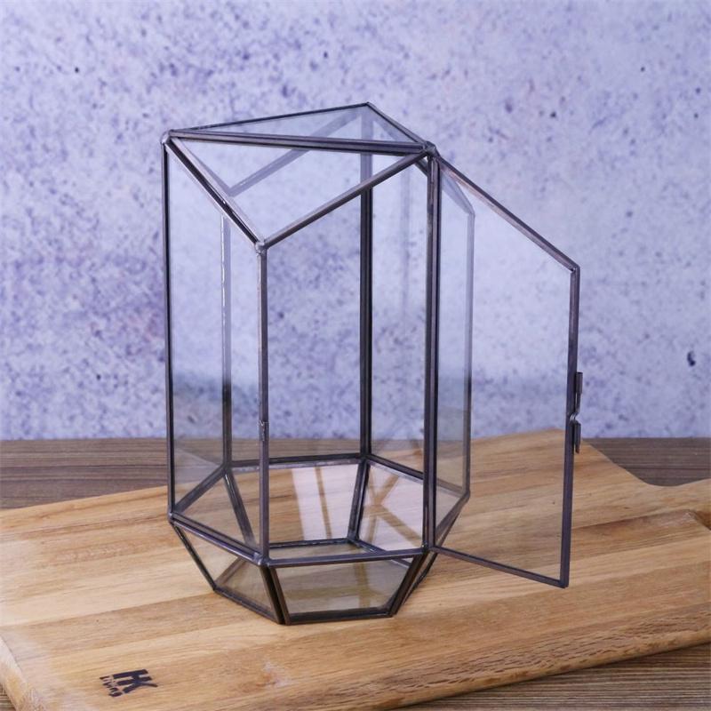 Micro Landscape Hexagonal Geometric Glass Terrarium, Succulent Moss Fern Plant Container Geometric Greenhouse Home Decor