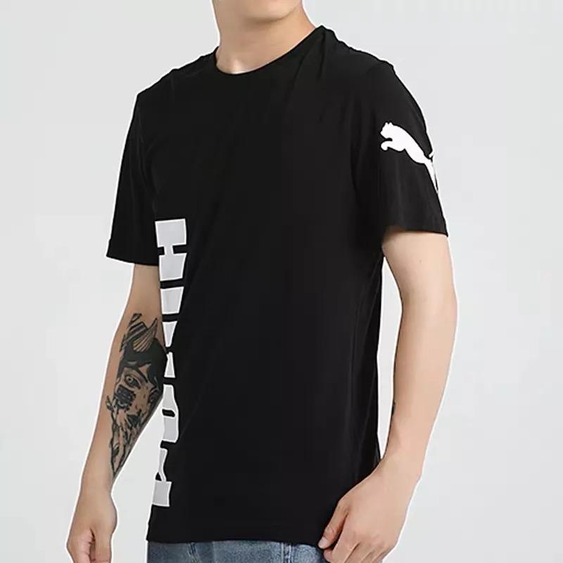 Puma Casual Sports Round Neck Short Sleeve T-Shirt Men Tops Black 581710-01