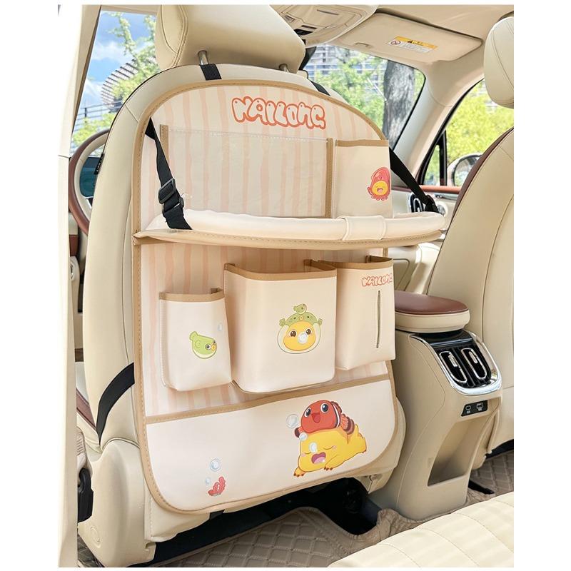 Car Seat Back Storage Bag Hanging Organizer With Foldable Table Board For Vehicle