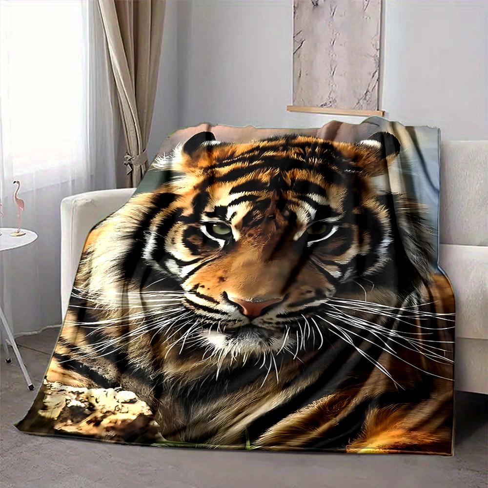 1pc Tiger Pattern Soft & Warm Polyester Knit Blanket, Digital Printed, All-Season Throw for Napping, Traveling, Sofa yy250906038