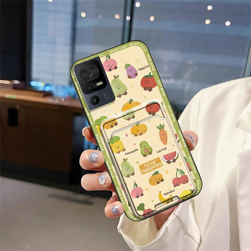Card Slot Fashion Design Phone Case For TCL 40SE/T610K Full Wrap Back Cover Cartoon TPU Waterproof Soft Case Cover Cute