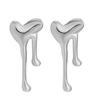 1 Pair Women Earrings Liquid Magma Metal Heart Drop Earrings Geometric Irregular Pleated Earrings Fashion Accessories
