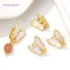 18K Gold Plated Natural Shell Butterfly Earrings Clasps Hooks Brass Earwires Fasteners DIY Earring Jewelry Making Accessories