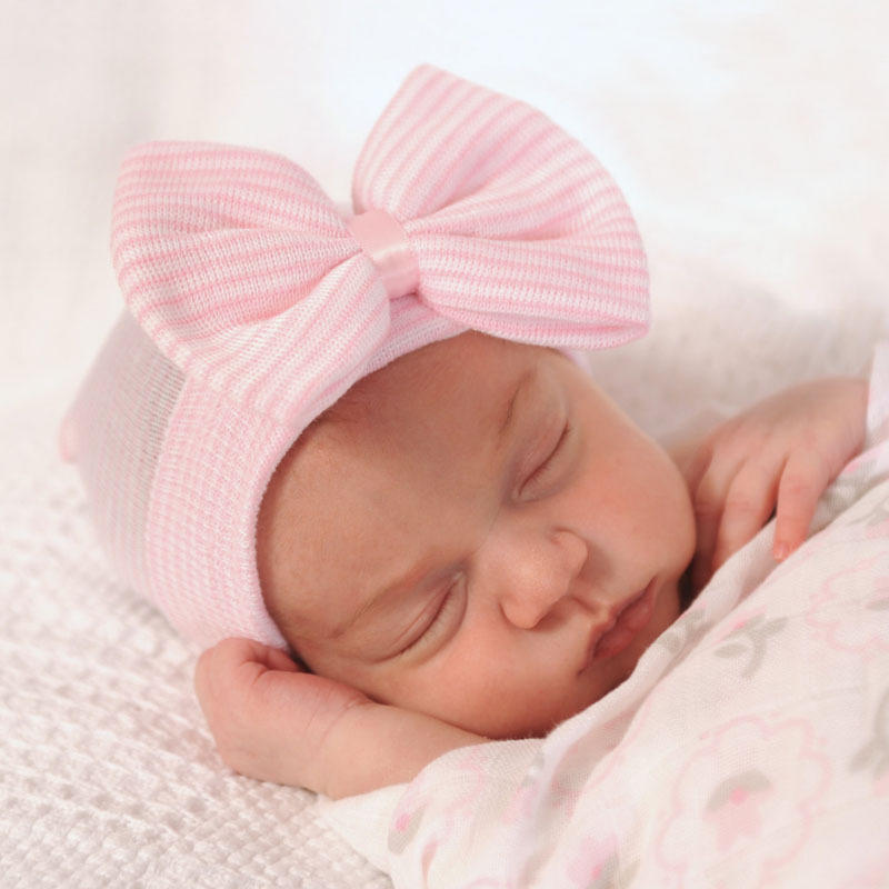 Big Bow Hat for Newborn Baby Spring and Autumn Cute Knit Pullover Hat for Children