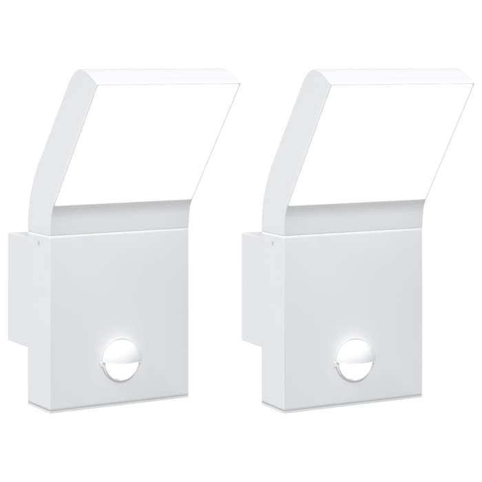 VidaXL Appliques murales LED d'extérieur avec capteurs 2 pcs blanc, éclairage mural LED d'extérieur, lampe murale de jardin, 4006275