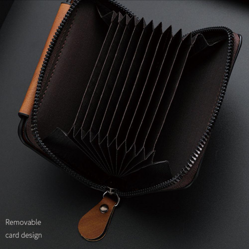 Zipper Three Fold Wallet Multifunctional ID Card Holder Men Card Holder Coin Purse Short Wallet Business Clutch Bag Unisex