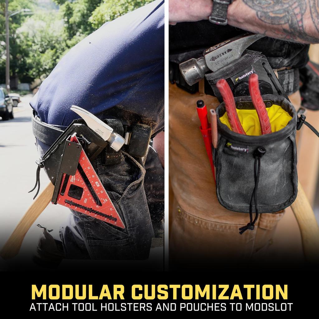 Jolly Roger Hammer and Tool Holster Adjustable Tool Belt Holster for Flat Bar Clip-on - Hammer, Hatchet, Mallet, Pliers, Square, Screwdriver, (Right