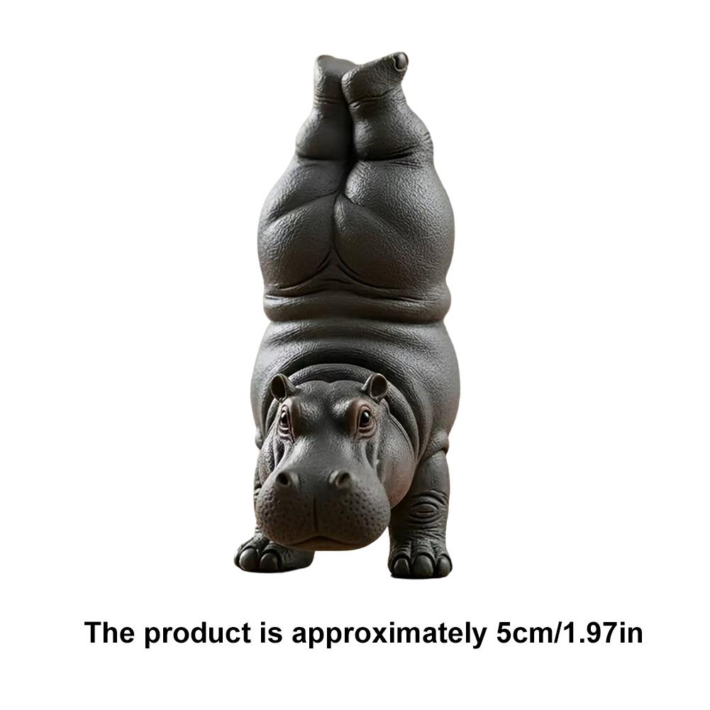 Creative Hippo Yoga Figurine Home Decoration Cute Animal Yoga Ornament Resin Hippo Figurine Desktop Decoration Funny Gift