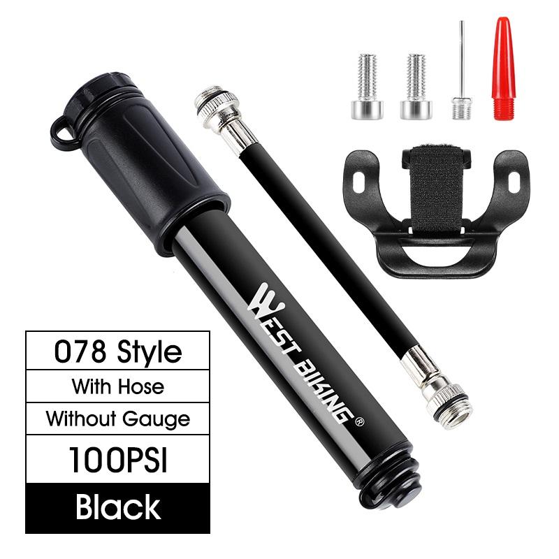 WEST BIKING Bike Inflated Pump High Pressure 160PSI Aluminum Bicycle Air Pump Presta Schrader Valve Bike Tire Pump With Hose