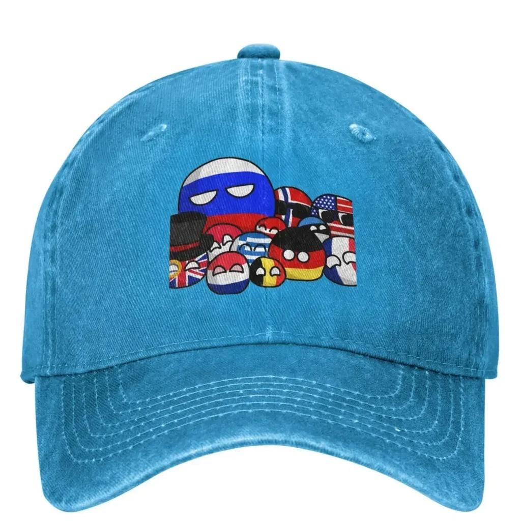 CountryBalls Džínová Baseballová Čepice Venkovní Sport Hip Hop Táta Klobouky Jaro Ženy Unisex yk Retro Ochrana proti Slunci Snapback Čepice