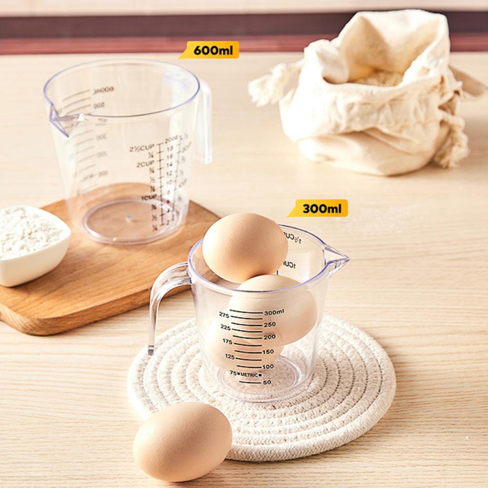 300/600/1000ml Measuring Cup Transparent Heat Resisting Plastic Milk Water Scale Measuring Jar Microwave Tool for Baking