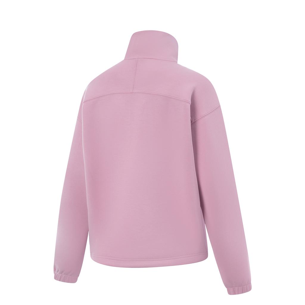 Li Ning Fitness Series Solid Color Soft Stand Collar Versatile Breathable Loose Sweatshirt Women Sweatshirt AWDVC28-8