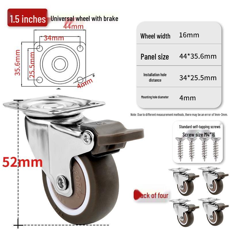 Ultra-Quiet Universal Small Trolley Load-Bearing Swivel Caster for Furniture