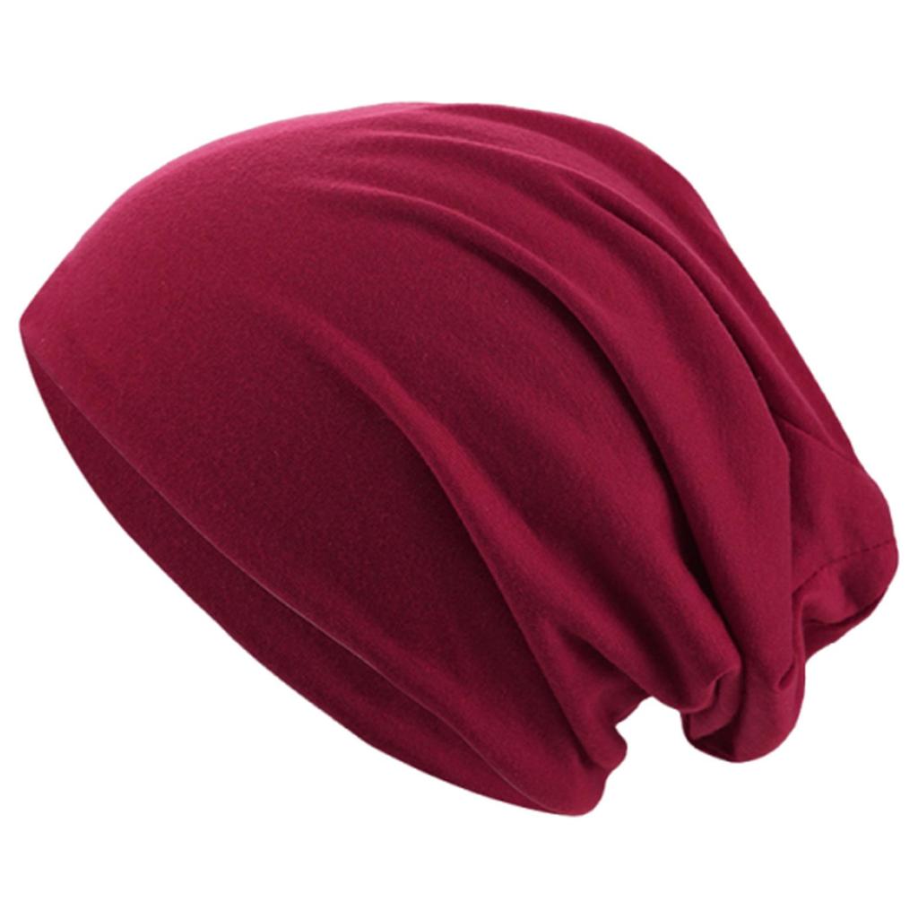 Solid Color Double-Layer Slouchy Hat - Breathable Knit for Outdoor Cycling, Running, and Postpartum Use