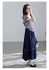 Light Oxygen Commuting Series Fake Two Piece Striped T-shirt Half Skirt Set