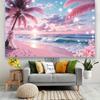 2D Pink Palm Tree Beach Photography Background for Photoshoot