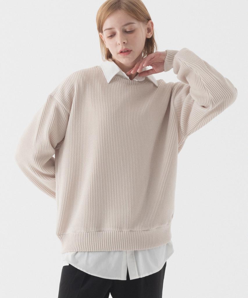 PIANER Bequemer übergroßer Rundhals-Strick (beige)