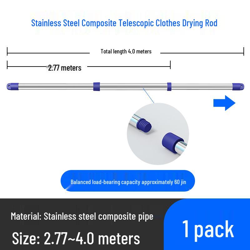 Retractable No-Drill 304 Stainless Steel Balcony Clothes Drying Rack Pole
