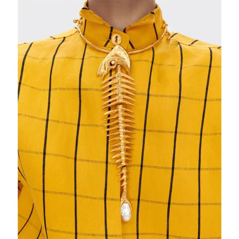 Nový design slitina velká rybí kost přívěsek choker náhrdelník pro ženy přehnaný náhrdelník šperkové doplňky dárek