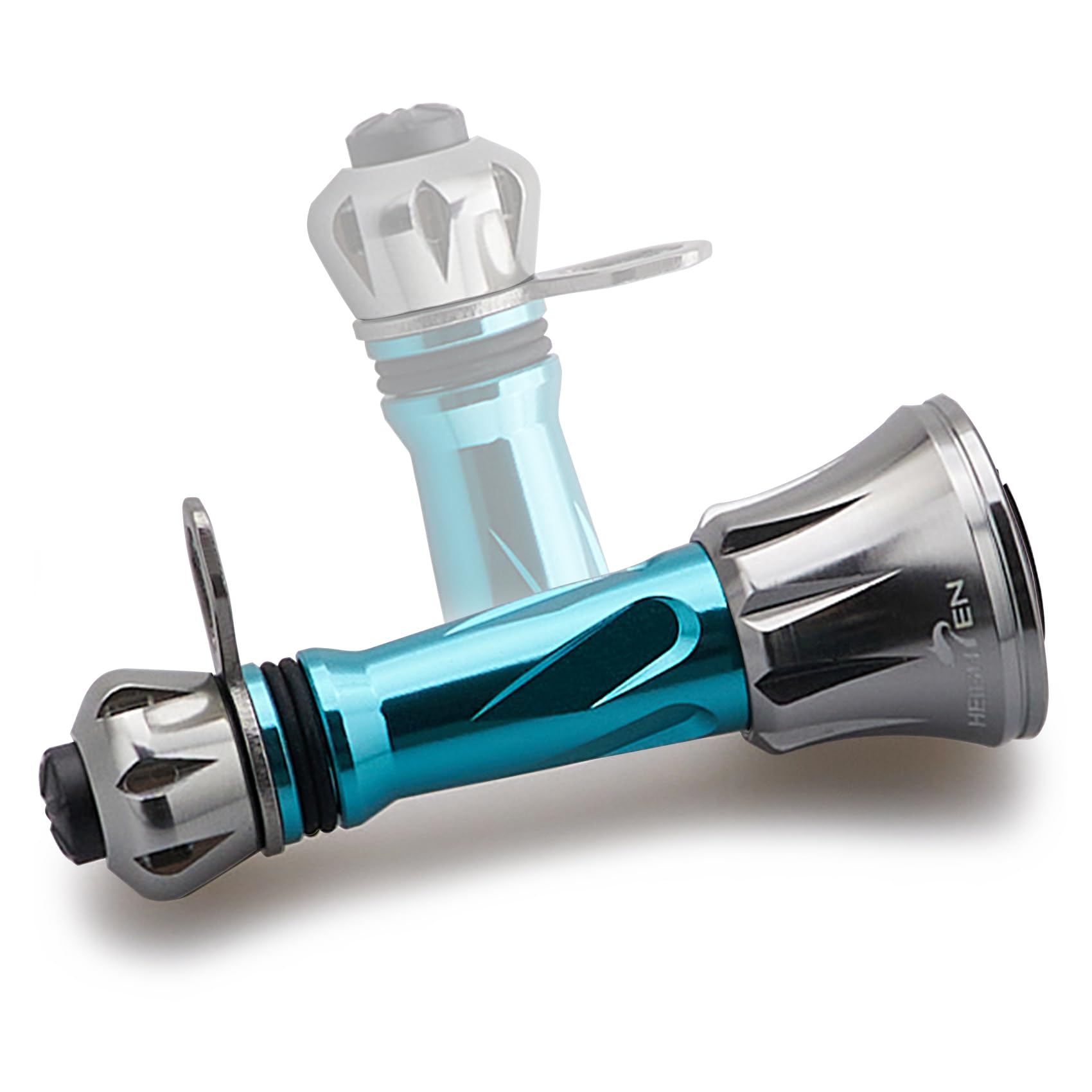 HEIGHTEN 50mm Folding Reel Luminous Hook Stopper for Shimano and Daiwa Spinning Reels Stand, Keeper/Line (Turquoise & Gunmetal) (1220)