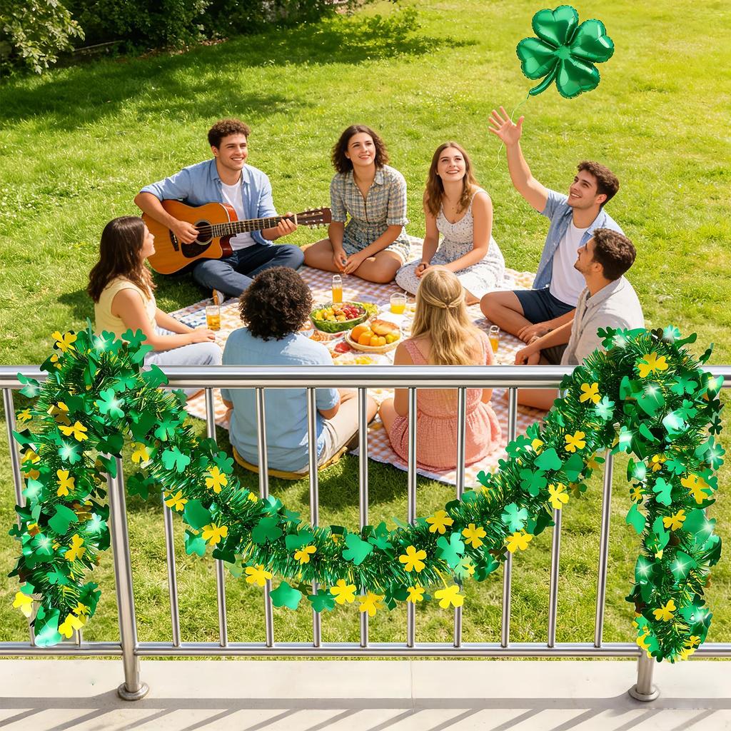 St Patricks Day Garland 200cm Shamrock Green Home Decor St Patricks Day Decor for Weddings Farmhouse Bedroom Bathroom Home