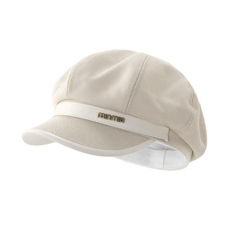 Autumn and winter new metal standard beret children big head circumference show face small reverse wear woolen forward hat painter hat