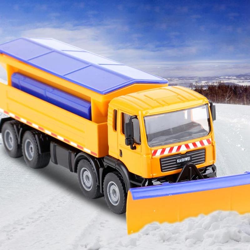 1/50 Toys Car Alloy Model Diecast Snow Sweeper Winter Service Vehicle Removable Cover 8 Wheel Cleaner Tractor Diecast Hobby
