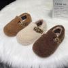 2025 New Style Girls' Fleece-Lined Plush Princess Shoes – Soft Sole, Double-Layer Cotton, Winter Warmth