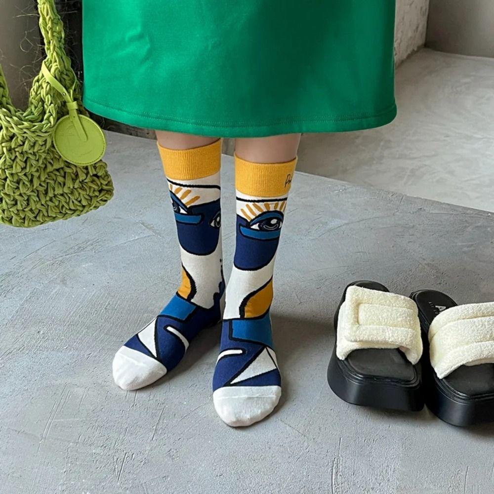 Meias de Algodão Elasticidade Grafite Personalidade Maré Meias Moda Meias de Cano Médio Esportes