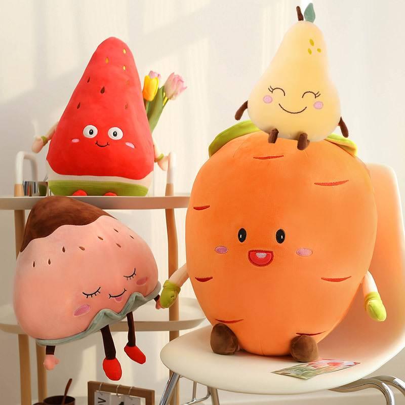 Cute Strawberry Watermelon Carrot Pear Plush Toy For Kids 25cm Height Gift