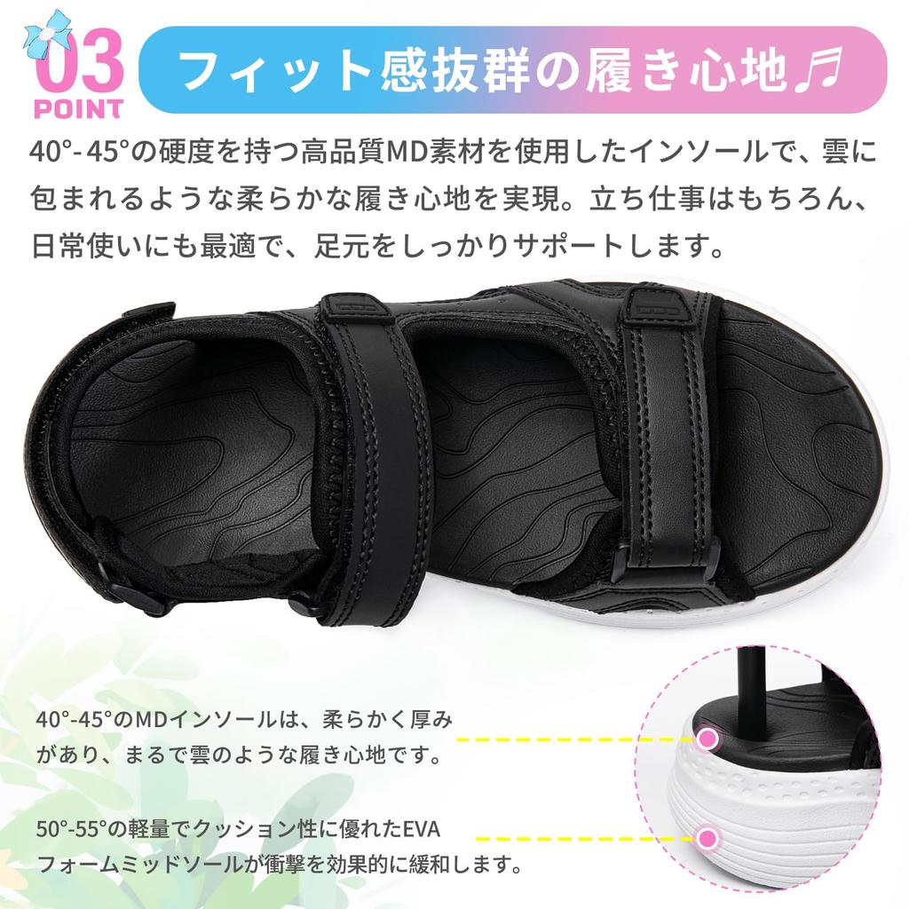 MERPHINE Büro Strick Mesh und Sportsandalen mit Dick Bequem für Schwarz und Größe Damen Sandalen, Sohlen, Gehen, Atmungsaktiv, Leicht,